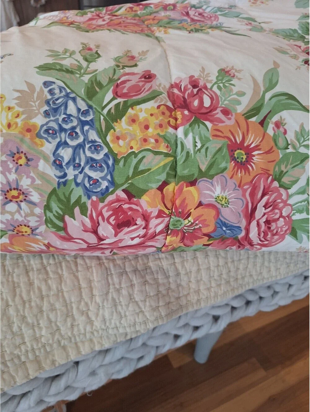 VTG Ralph Lauren MELISSA Comforter, 2 Shams. Floral/White, KING, Cottage, Farm.